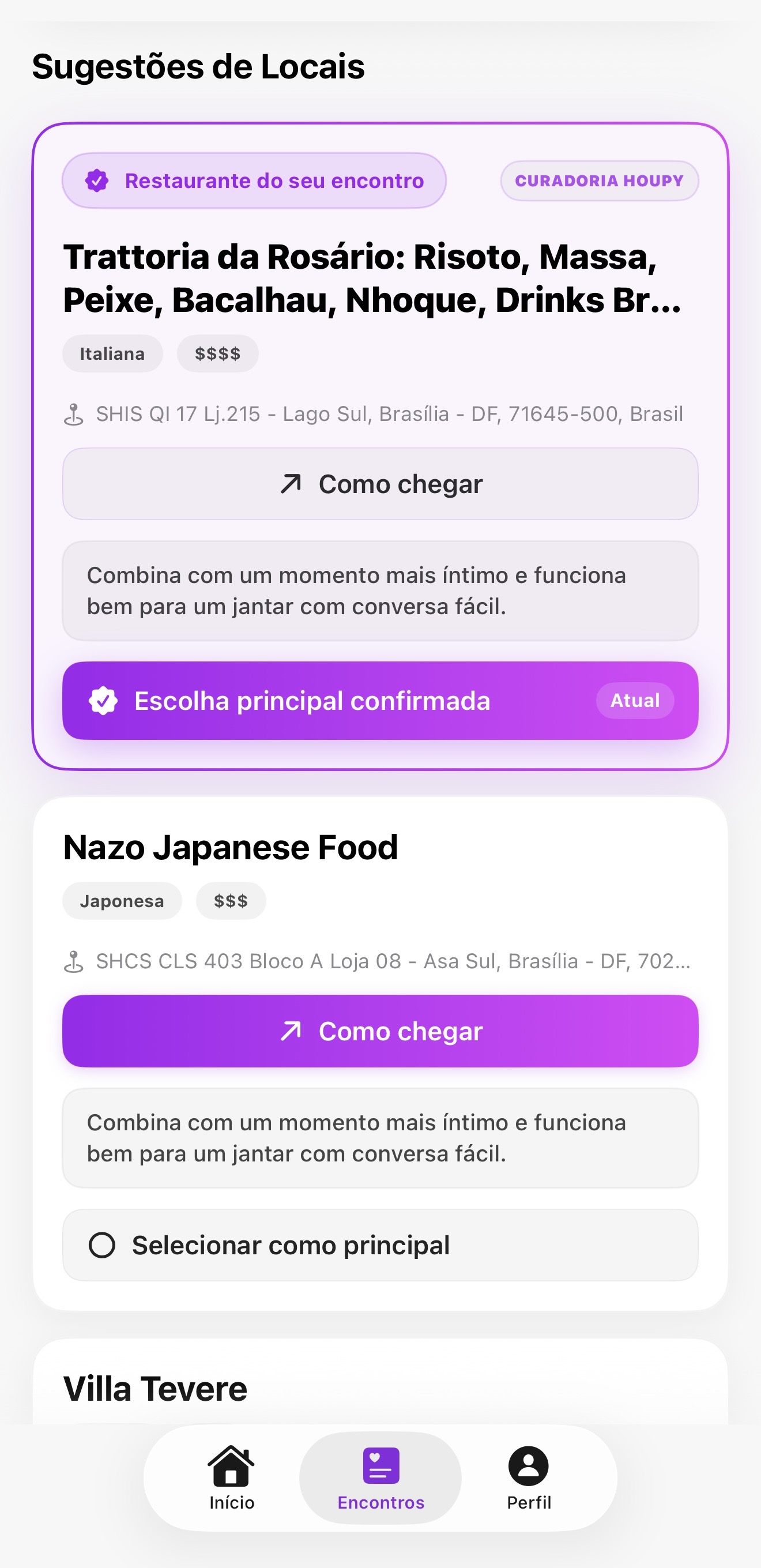 Sugestões de locais, Houpy